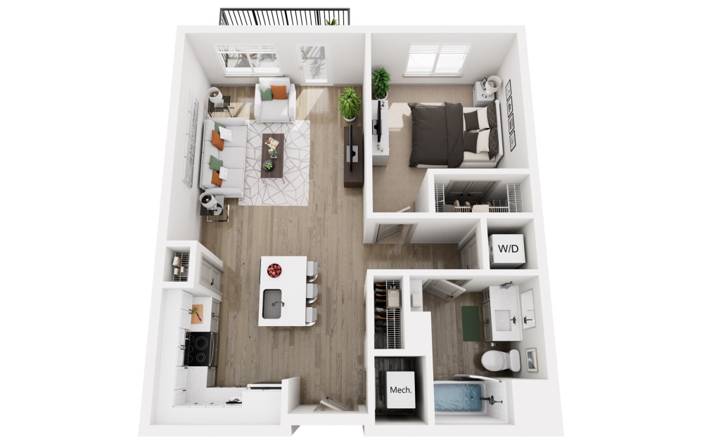 Freight - 1 bedroom floorplan layout with 1 bathroom and 697 square feet (Floor 1)